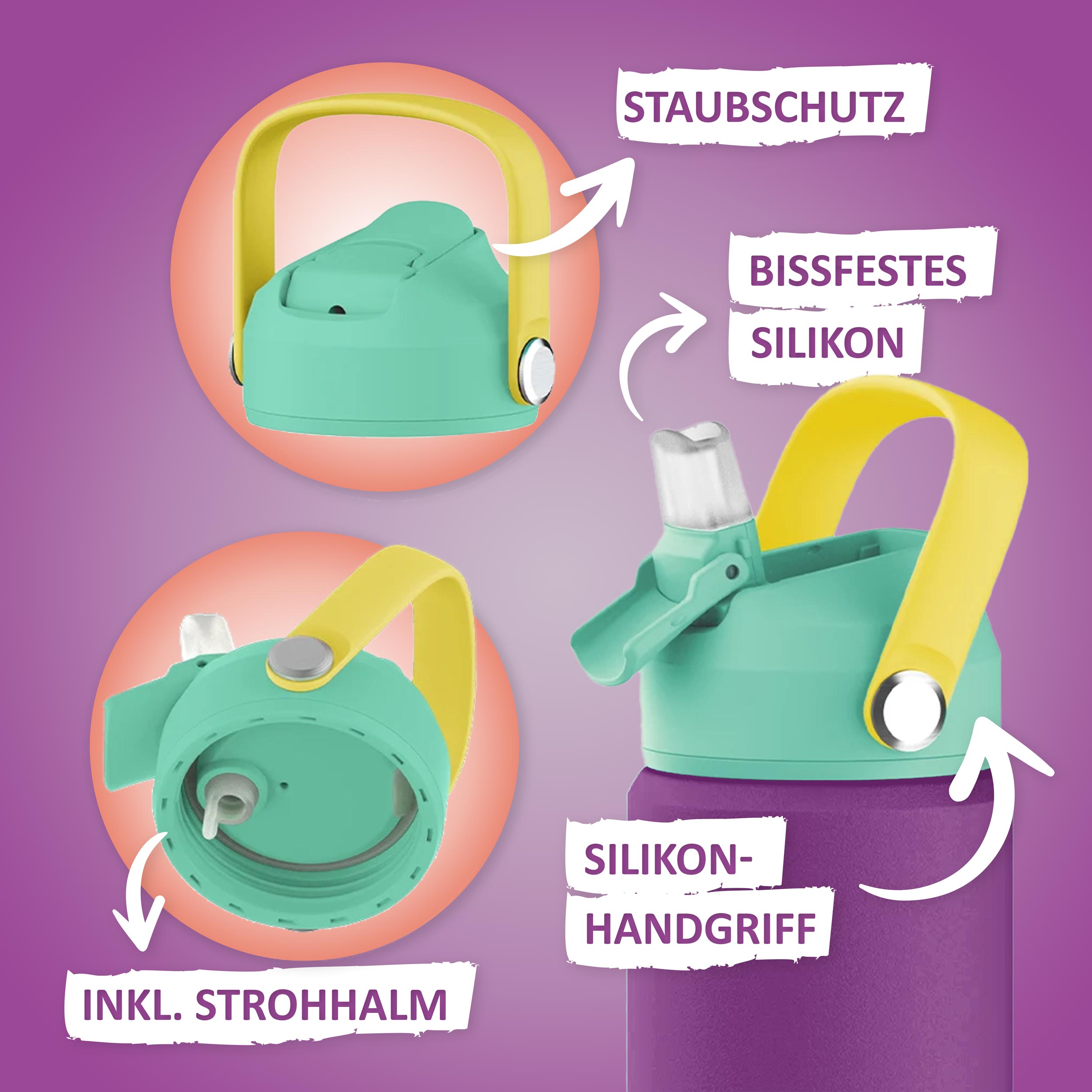 Trinkflasche - 350ml - Purple/Coral