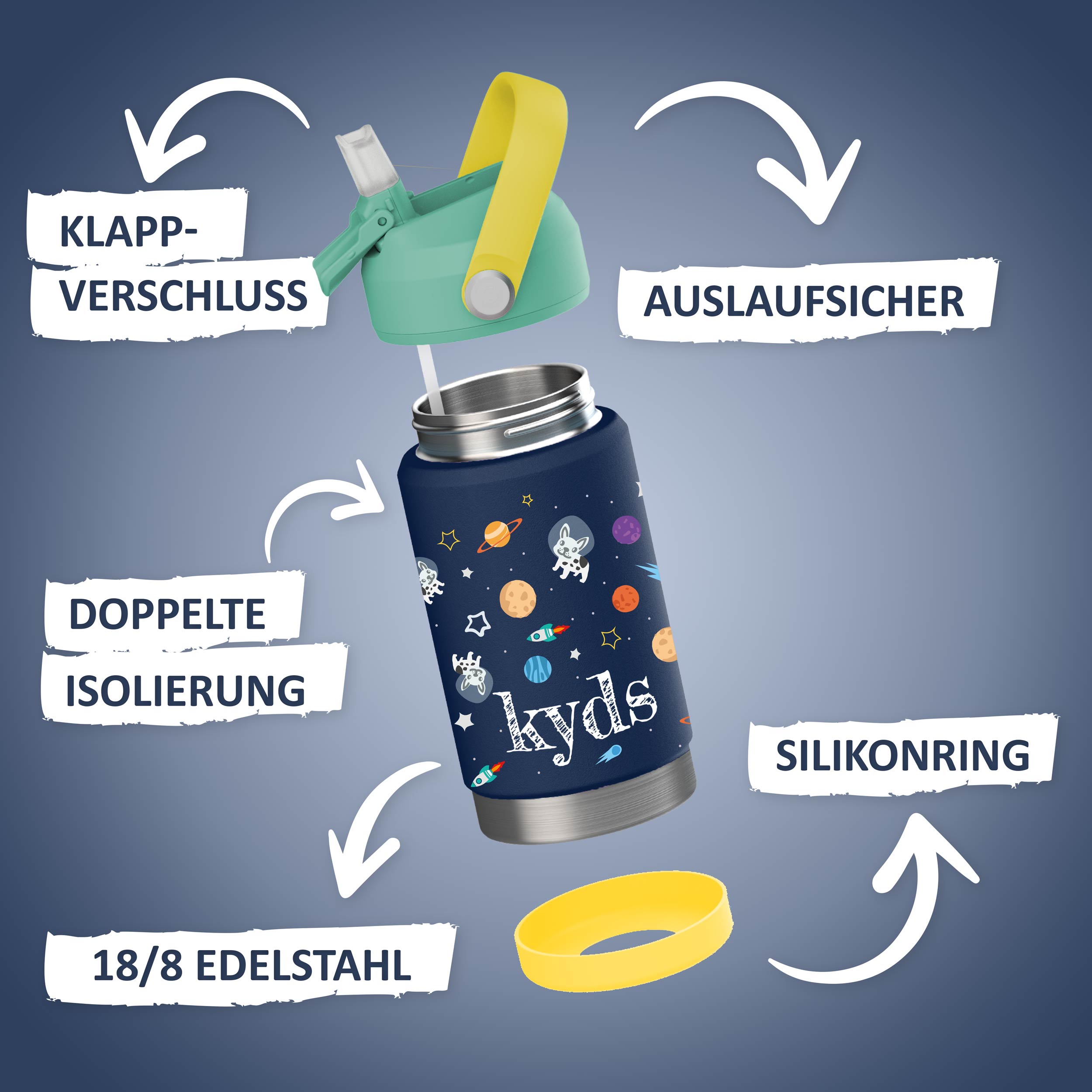 Trinkflasche - 350ml - Space