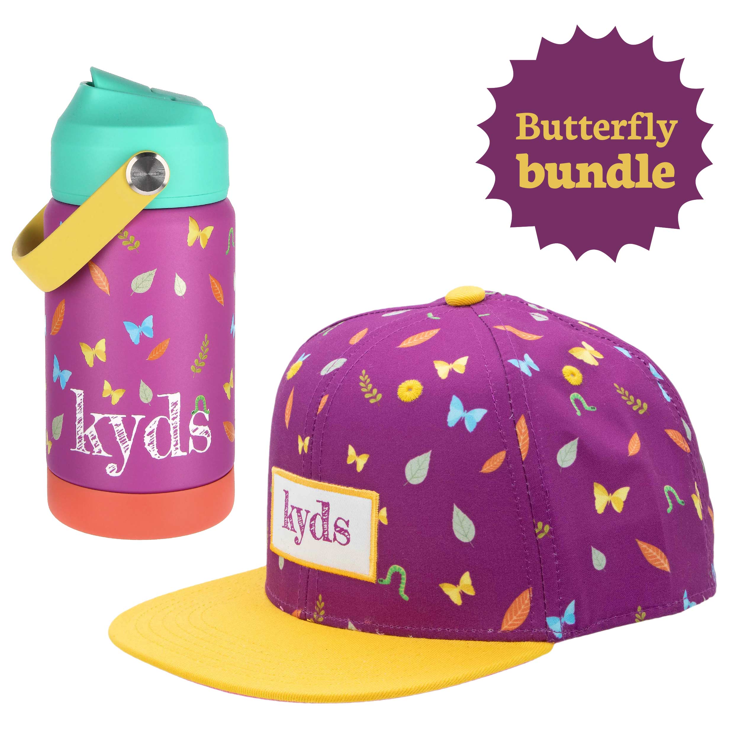 Trinkflasche + Snapback Cap Bundle - Butterfly