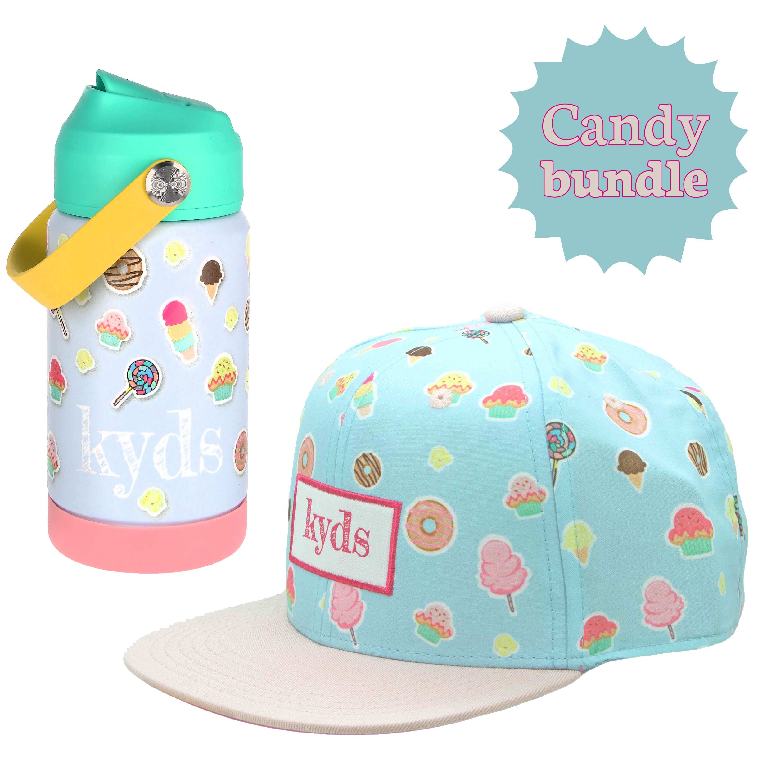 Trinkflasche + Snapback Cap Bundle - Candyland