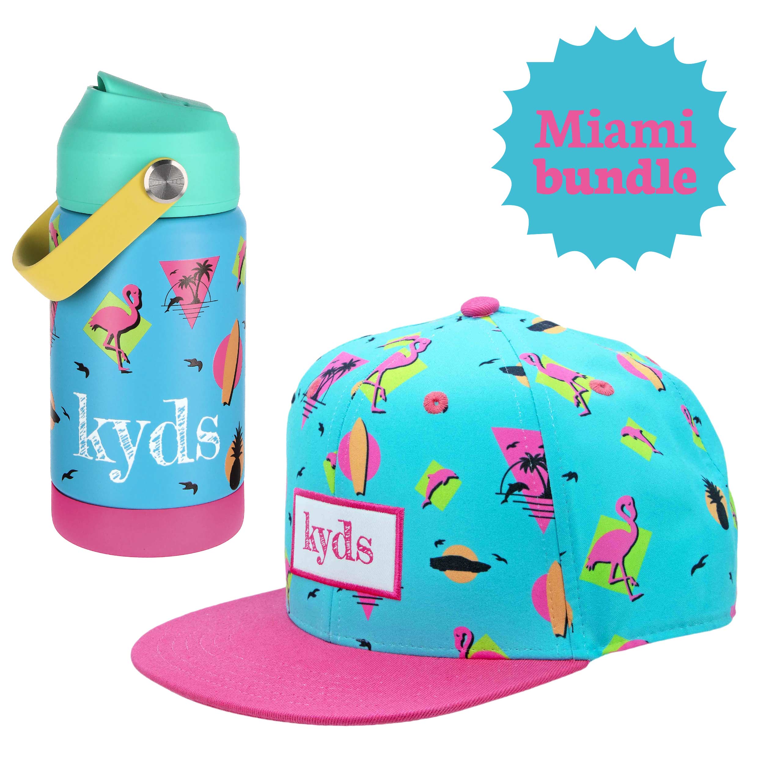 Trinkflasche + Snapback Cap Bundle - Miami Beach