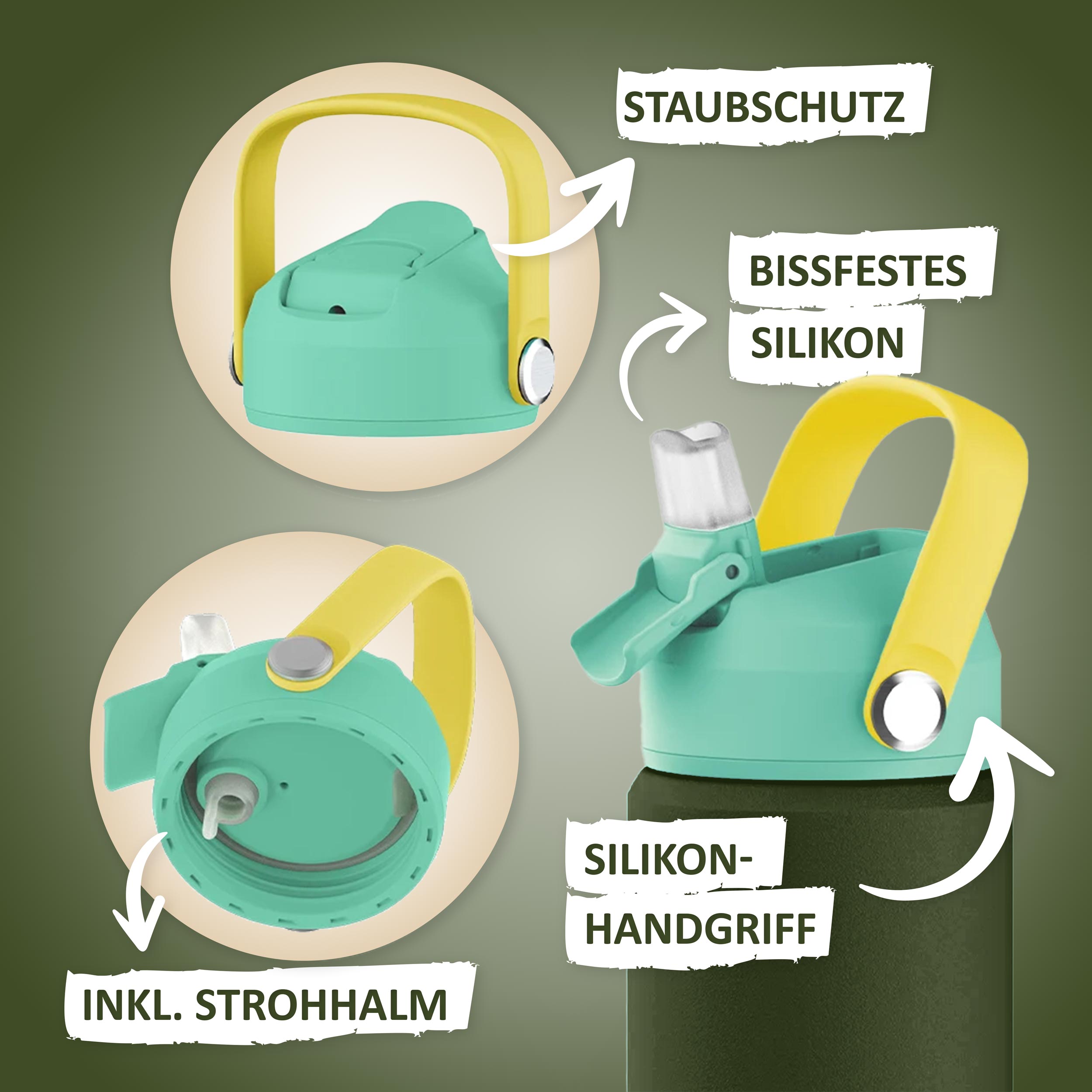 Trinkflasche - 350ml - Olive/Beige